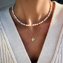 MerlePerle - Halskette aus vergoldete silber mit Perlen MP10724